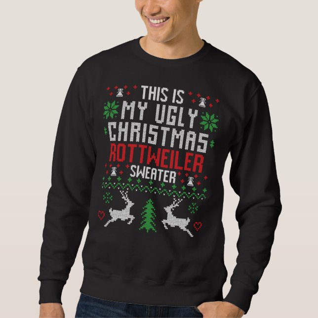 Rottweiler Dog Breed Ugly Christmas Sweater (Front)