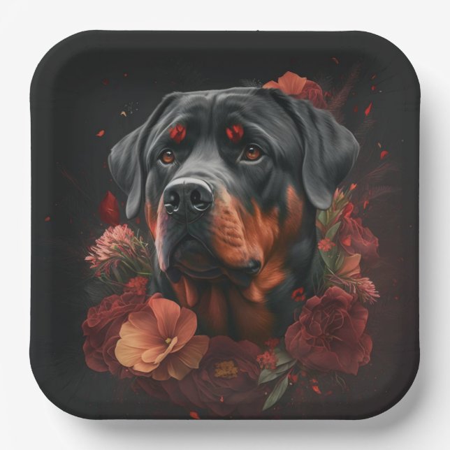 Rottweiler Dog Cardboard Plates (Front)