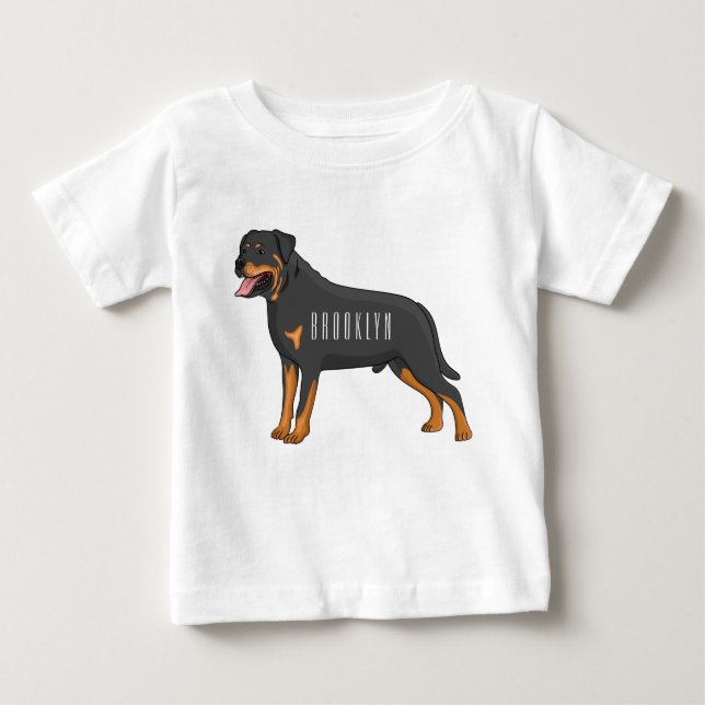 Rottweiler dog cartoon illustration  baby T-Shirt (Front)