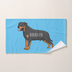 Rottweiler dog cartoon illustration  bath towel set