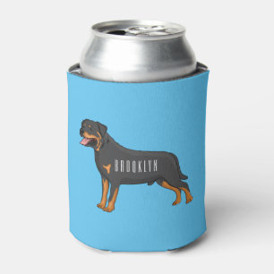 Rottweiler dog cartoon illustration  can cooler