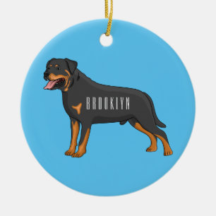 Rottweiler dog cartoon illustration ceramic ornament