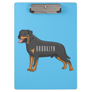 Rottweiler dog cartoon illustration clipboard