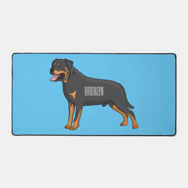 Rottweiler dog cartoon illustration desk mat (Front)