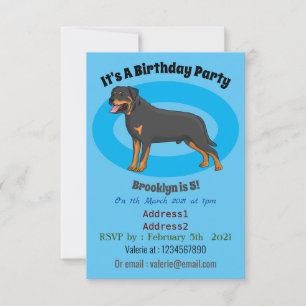 Rottweiler dog cartoon illustration invitation