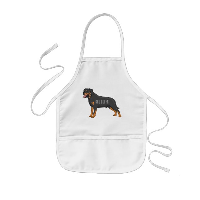 Rottweiler dog cartoon illustration  kids apron (Front)
