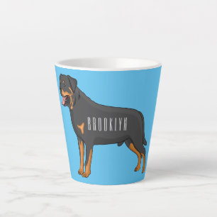 Rottweiler dog cartoon illustration  latte mug