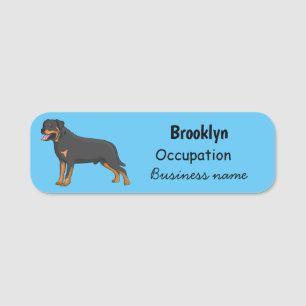 Rottweiler dog cartoon illustration name tag