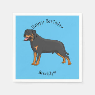 Rottweiler dog cartoon illustration napkin