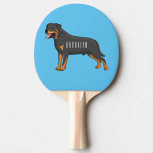 Rottweiler dog cartoon illustration  ping pong paddle