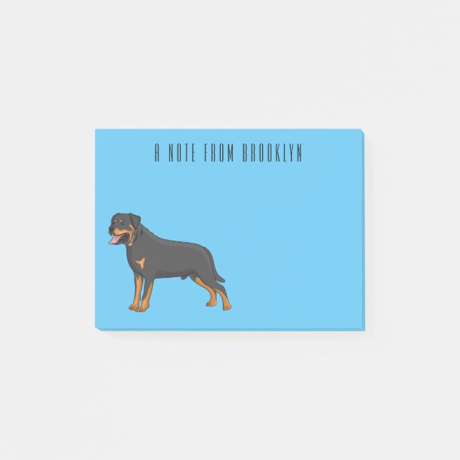 Rottweiler dog cartoon illustration  post-it notes (Front)