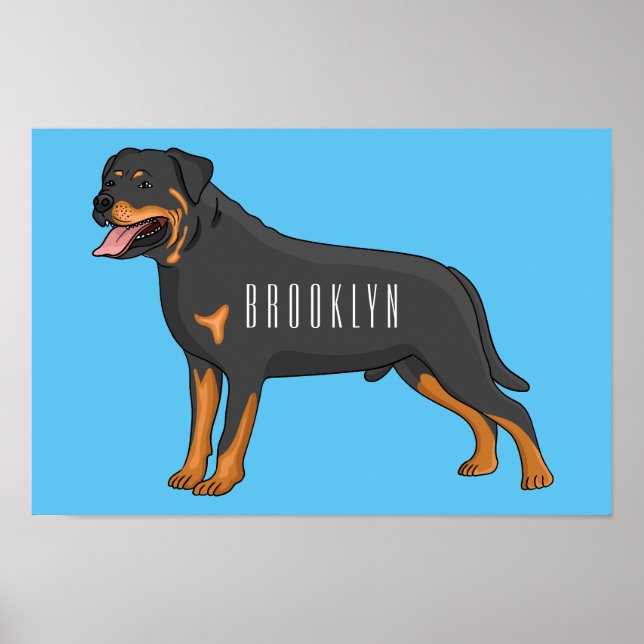 Rottweiler dog cartoon illustration poster (Front)