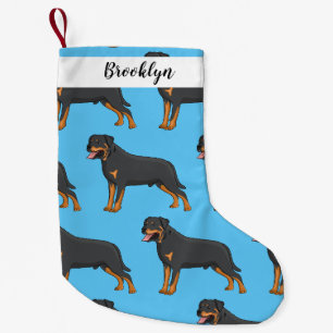 Rottweiler dog cartoon illustration  small christmas stocking