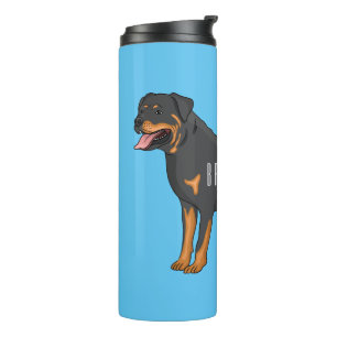 Rottweiler dog cartoon illustration thermal tumbler