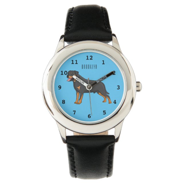 Rottweiler dog cartoon illustration  watch (Front)