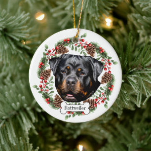 Rottweiler dog ceramic ornament