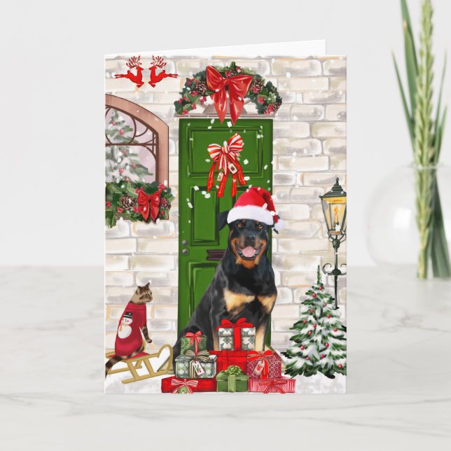 Rottweiler Dog Christmas  Card (Front)