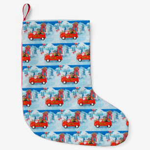 Rottweiler Dog Christmas Delivery Truck Snow Small Christmas Stocking