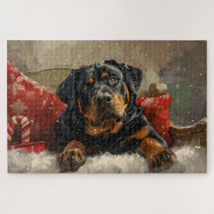 Rottweiler Dog Christmas Festive Jigsaw Puzzle