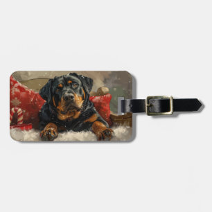Rottweiler Dog Christmas Festive  Luggage Tag