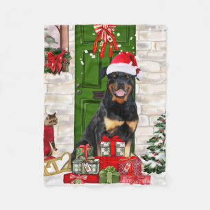 Rottweiler Dog Christmas Fleece Blanket