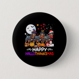 Rottweiler Dog Christmas Happy Hallothankmas Thank 6 Cm Round Badge