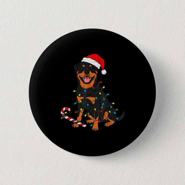 Rottweiler Dog Christmas Lights Santa Xmas Pet Dog 6 Cm Round Badge (Front)