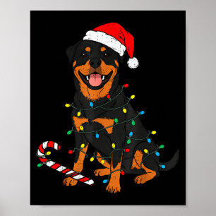 Rottweiler Dog Christmas Lights Santa Xmas Pet Dog Poster