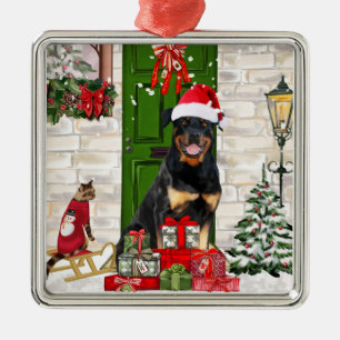 Rottweiler Dog Christmas  Metal Ornament