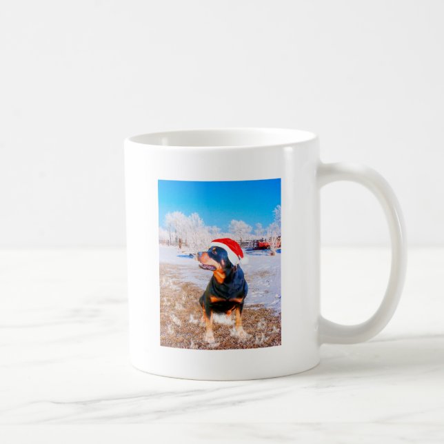 Rottweiler Dog Christmas Painting Coffee Mug (Right)