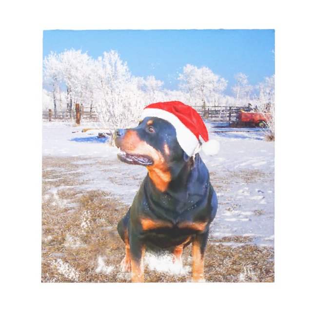 Rottweiler Dog Christmas Painting Notepad (Front)
