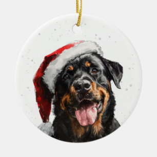 Rottweiler Dog Christmas Personalized Ceramic Ornament
