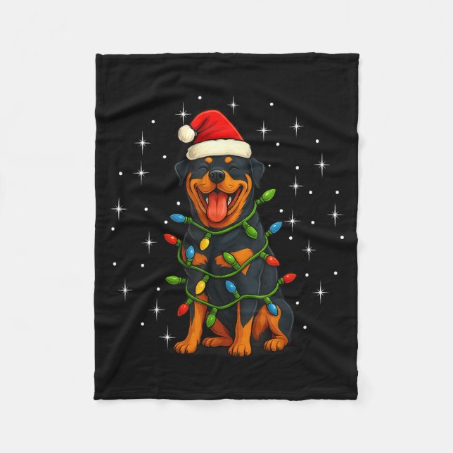 Rottweiler Dog Christmas Pj Pajama Men Women Pjs F Fleece Blanket (Front)
