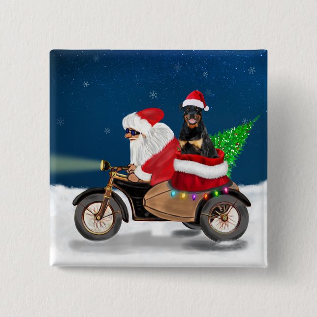Rottweiler Dog Christmas Santa Claus   15 Cm Square Badge (Front)