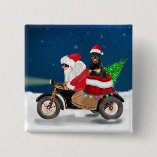Rottweiler Dog Christmas Santa Claus   15 Cm Square Badge