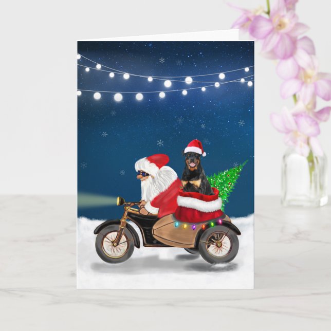 Rottweiler Dog Christmas Santa Claus   Card (Orchid)