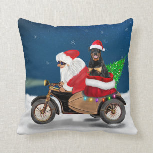 Rottweiler Dog Christmas Santa Claus  Cushion