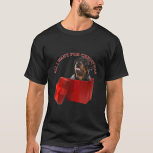 Rottweiler Dog Christmas Tree Santa Xmas Light T-Shirt