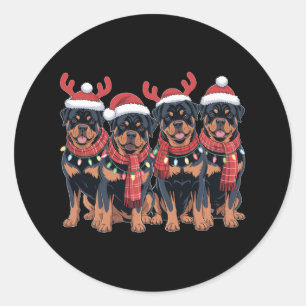 Rottweiler Dog Christmas Xmas Family Dad Mom Classic Round Sticker