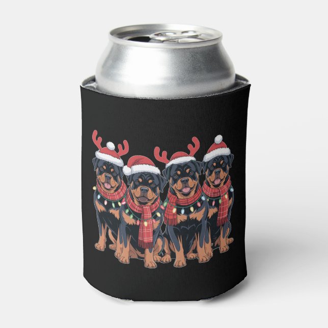 Rottweiler Dog Christmas Xmas Family Dad Mum Can Cooler (Can Front)