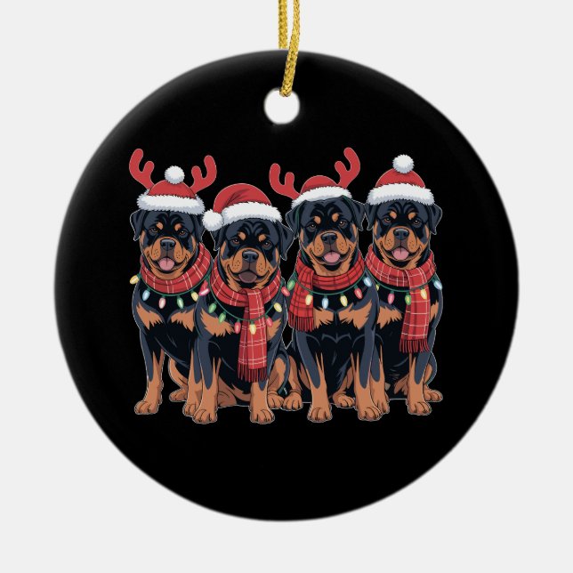 Rottweiler Dog Christmas Xmas Family Dad Mum Ceramic Ornament (Front)
