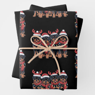 Rottweiler Dog Christmas Xmas Family Dad Mum Wrapping Paper Sheet