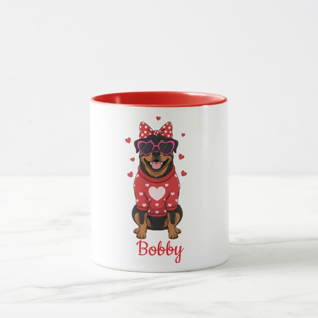 Rottweiler dog coffee mug valentines day 2026 (Center)