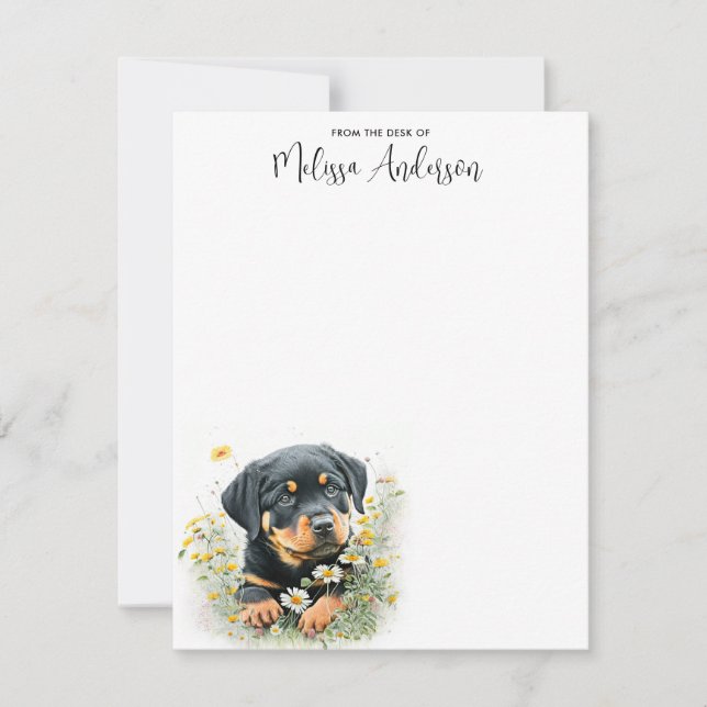 Rottweiler Dog Cute Puppy Watercolor Personalised  Card (Front)