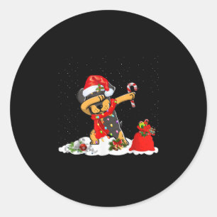 Rottweiler Dog Dabbing Funny Christmas Gift Classic Round Sticker