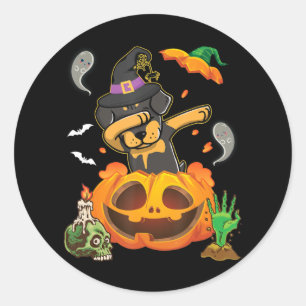Rottweiler Dog Dabbing To Open Pumpkin Egg Happy Classic Round Sticker