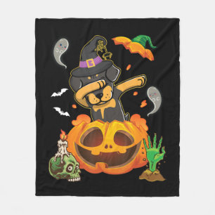 Rottweiler Dog Dabbing To Open Pumpkin Egg Happy Fleece Blanket