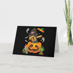 Rottweiler Dog Dabbing To Open Pumpkin Egg Happy Holiday Card