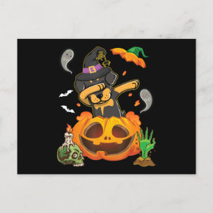 Rottweiler Dog Dabbing To Open Pumpkin Egg Happy Postcard