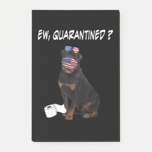 Rottweiler Dog Ew Quarantined Dog Wearing A Face Post-it Notes